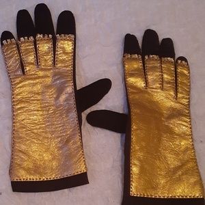 Vintage Black w/Gold Leather Gloves